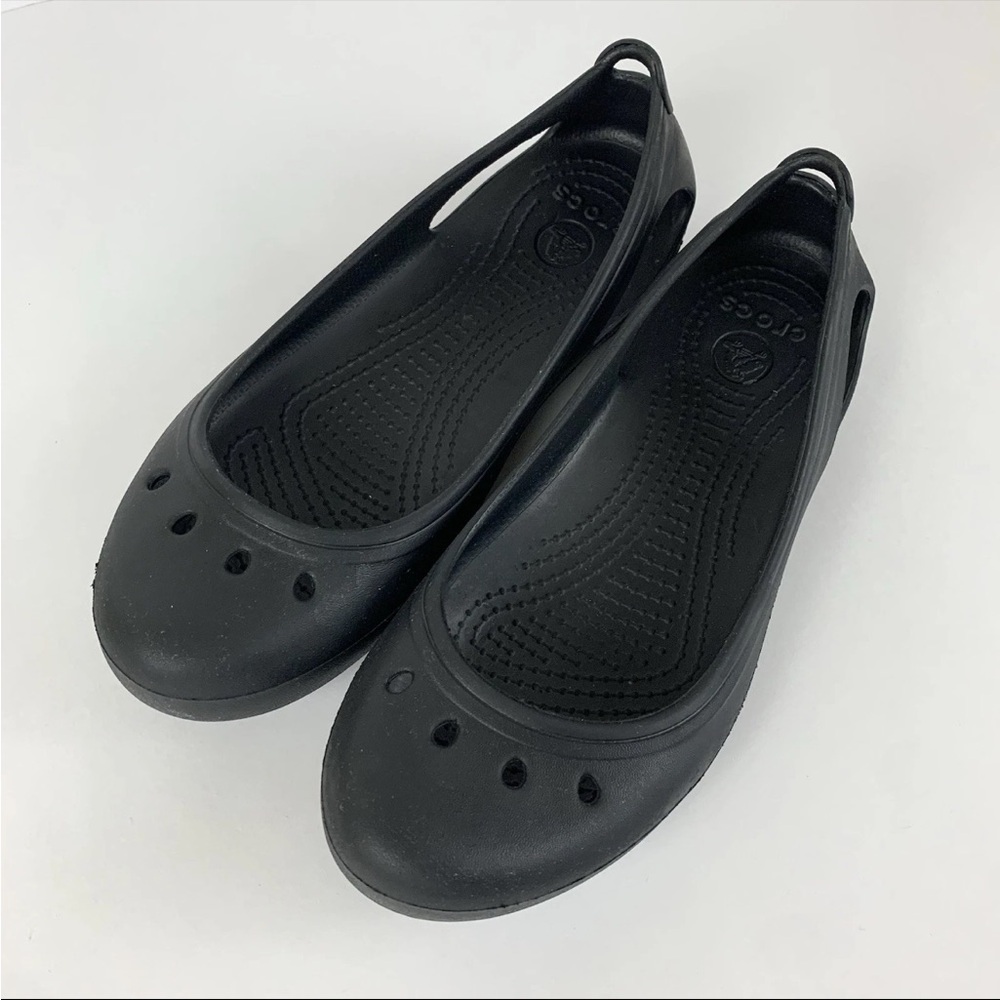 Crocs Kadee Flats Womens 7 Black Slip On Ballet Outdoors Comfort Rubber Shoes